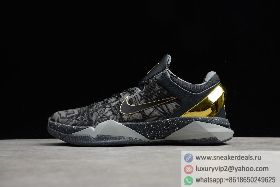 Nike Zoom Kobe 7 SYS Prelude Cool Grey Black-Metallic Gold 639692-001 Men Basketball Shoes